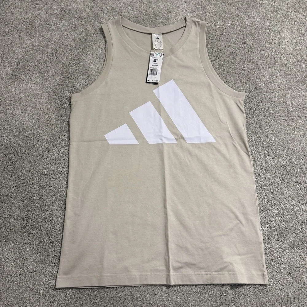 Adidas Tank‎ Top Mens MT Medium Tall Tan Sleeveless Shirt Beach Muscle JW3483
